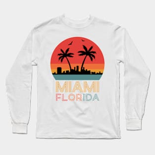 Vintage retro Colorful Miami Florida Long Sleeve T-Shirt